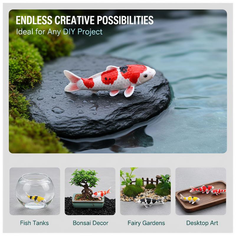 Bonsai Garden With Koi Pond - Mini Statuette di Pesci Koi in